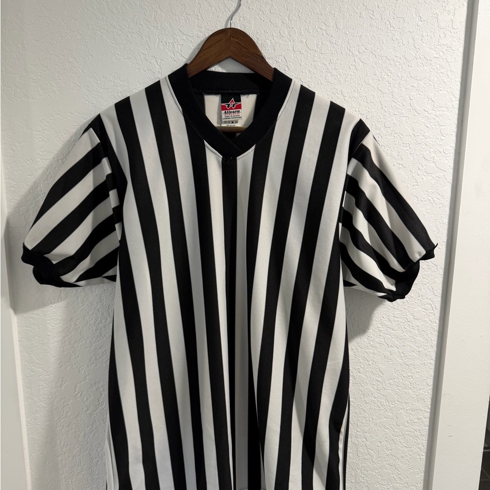 Black and White Striped Referee Jersey Shirt